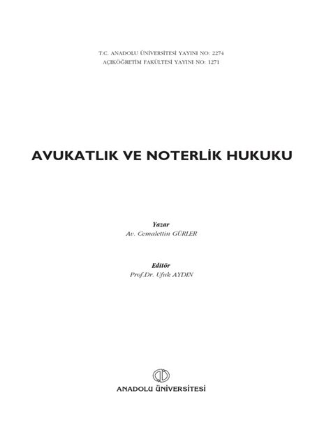 Aöf avukatlık ve noterlik hukuku kitabı pdf